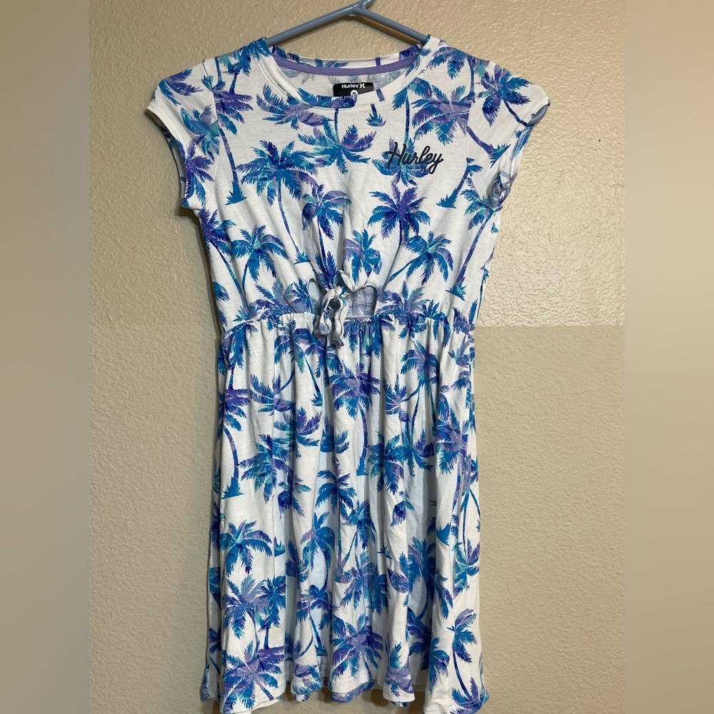 Hurley Kids' Tropical Blue and White Dress medium